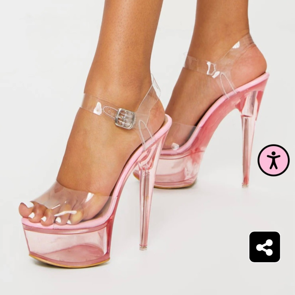 Pink extreme clear platform sandals